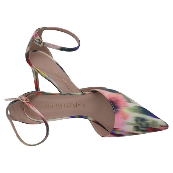Stuart Weitzman Stuart 85 Strap Pumps Watercolor in Multicolor Satin